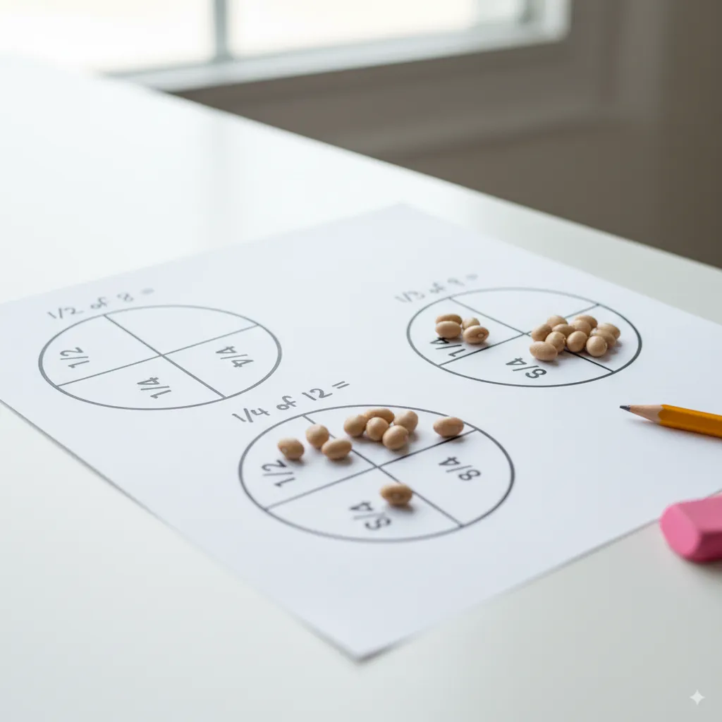 Math Worksheet with Bean Manipulatives